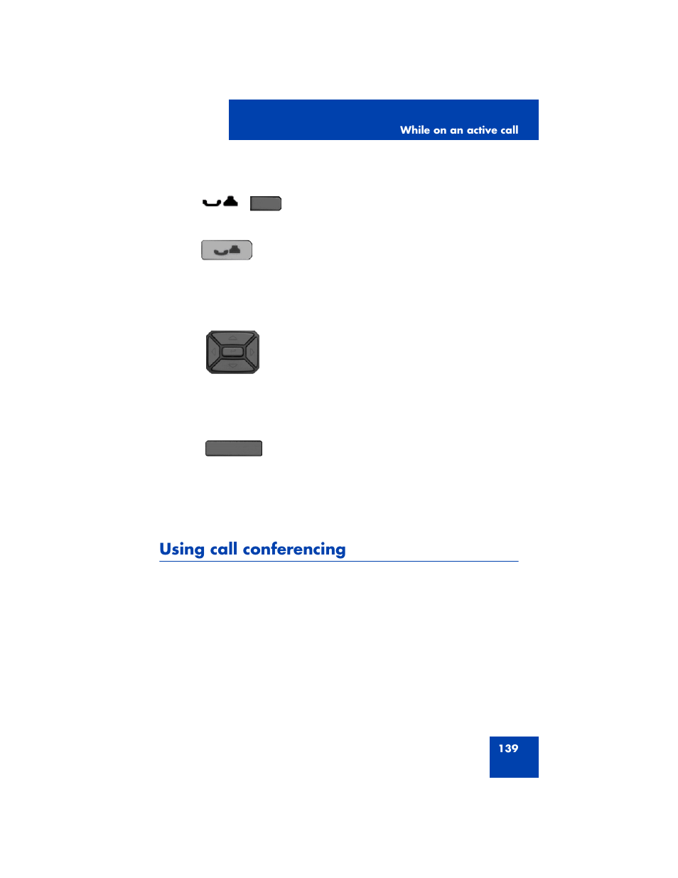 Using call conferencing | Avaya 1200 User Manual | Page 139 / 204