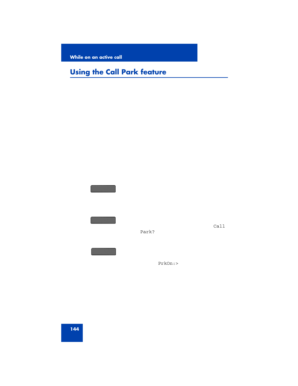 Using the call park feature | Avaya 1200 User Manual | Page 144 / 204