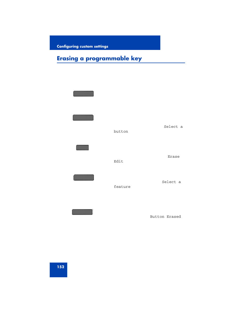 Erasing a programmable key | Avaya 1200 User Manual | Page 152 / 204