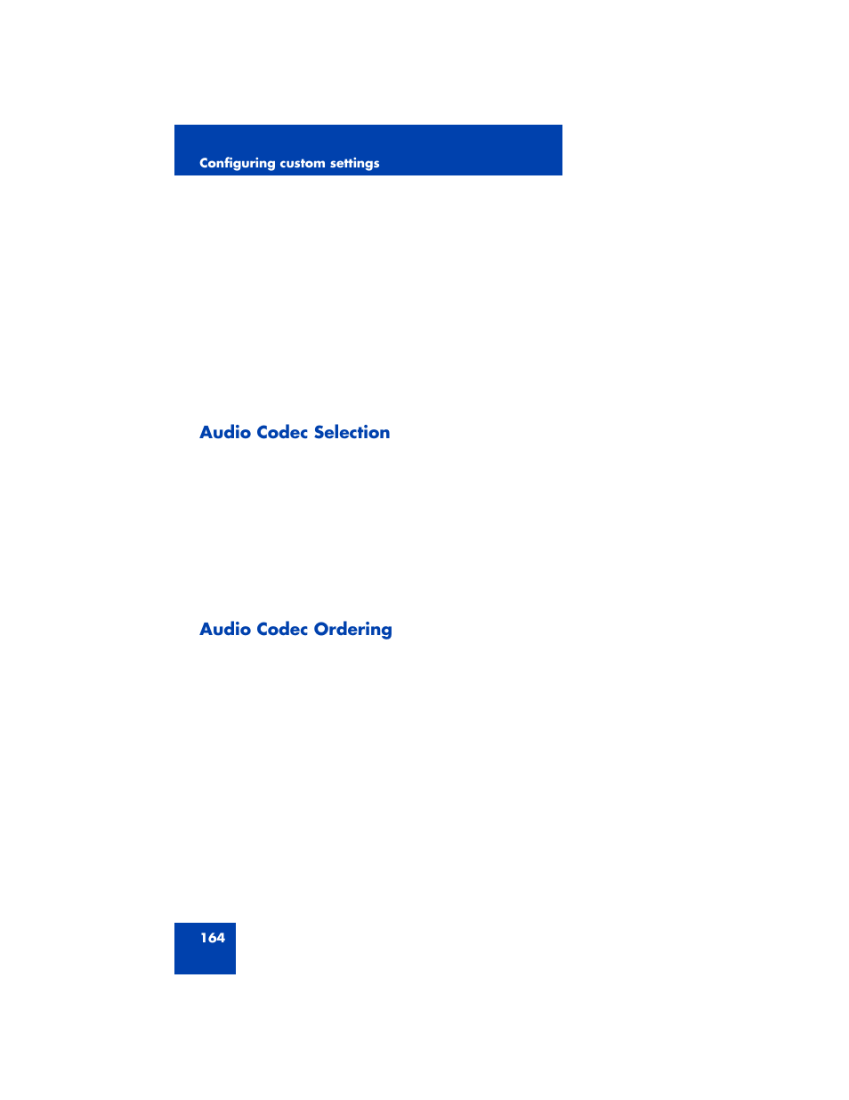 Audio codec selection, Audio codec ordering | Avaya 1200 User Manual | Page 164 / 204