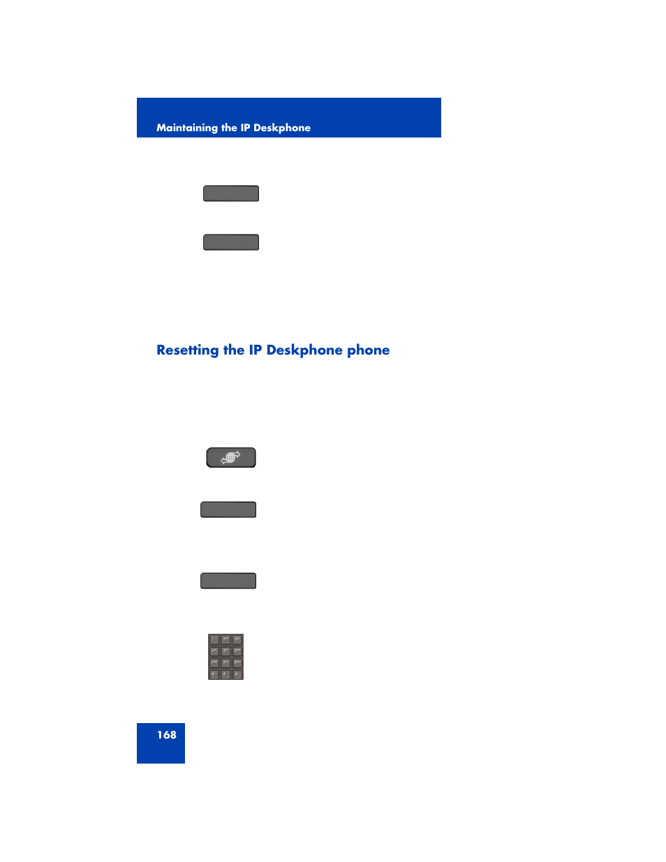 Resetting the ip deskphone phone | Avaya 1200 User Manual | Page 168 / 204