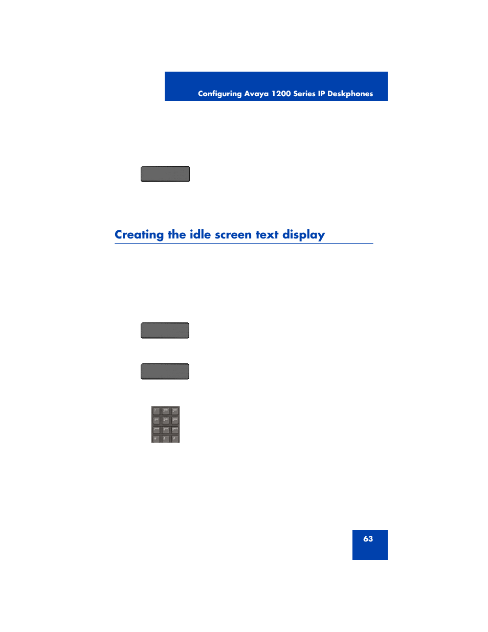 Creating the idle screen text display | Avaya 1200 User Manual | Page 63 / 204