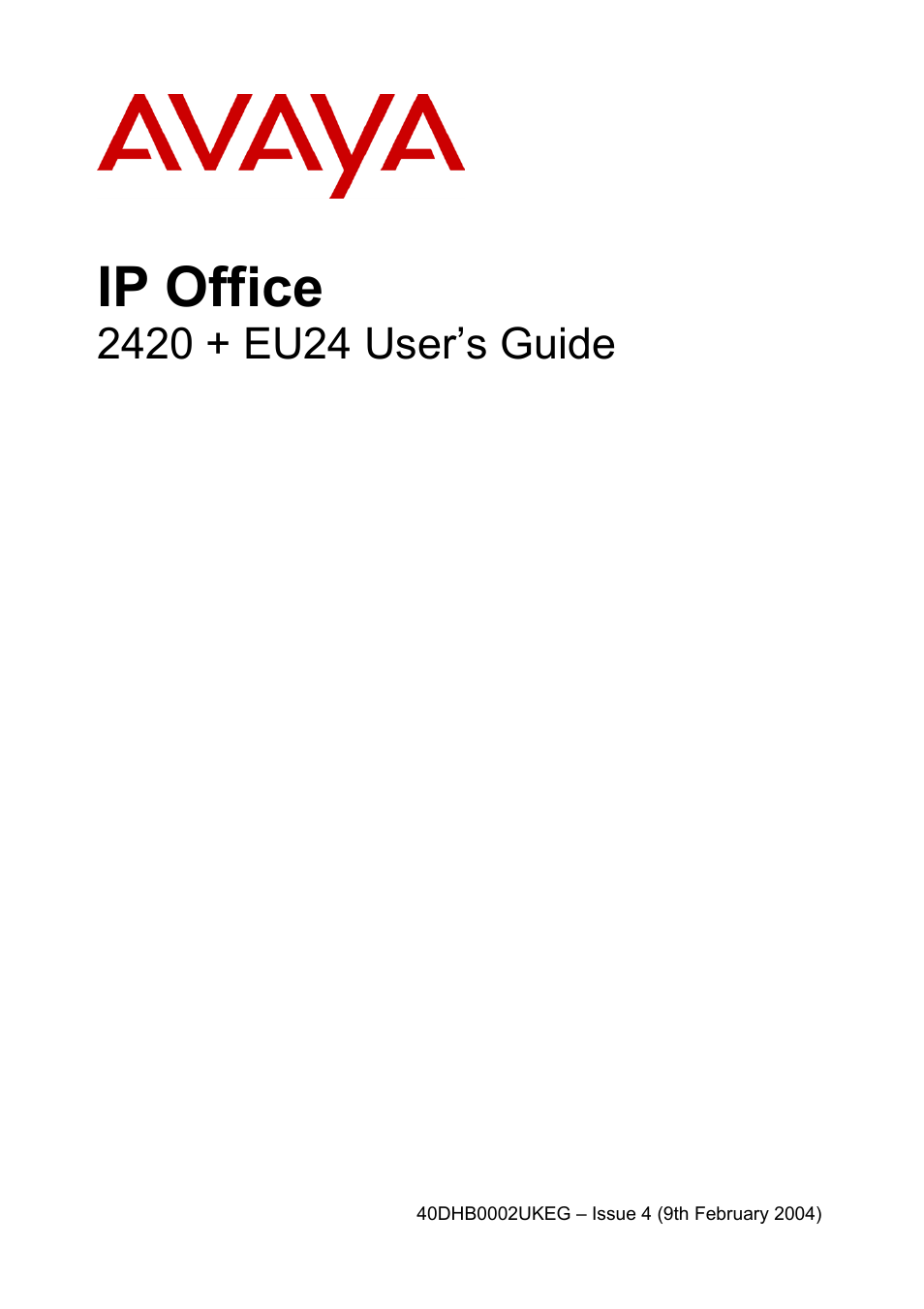 Avaya IP OFFICE EU24 User Manual | 60 pages
