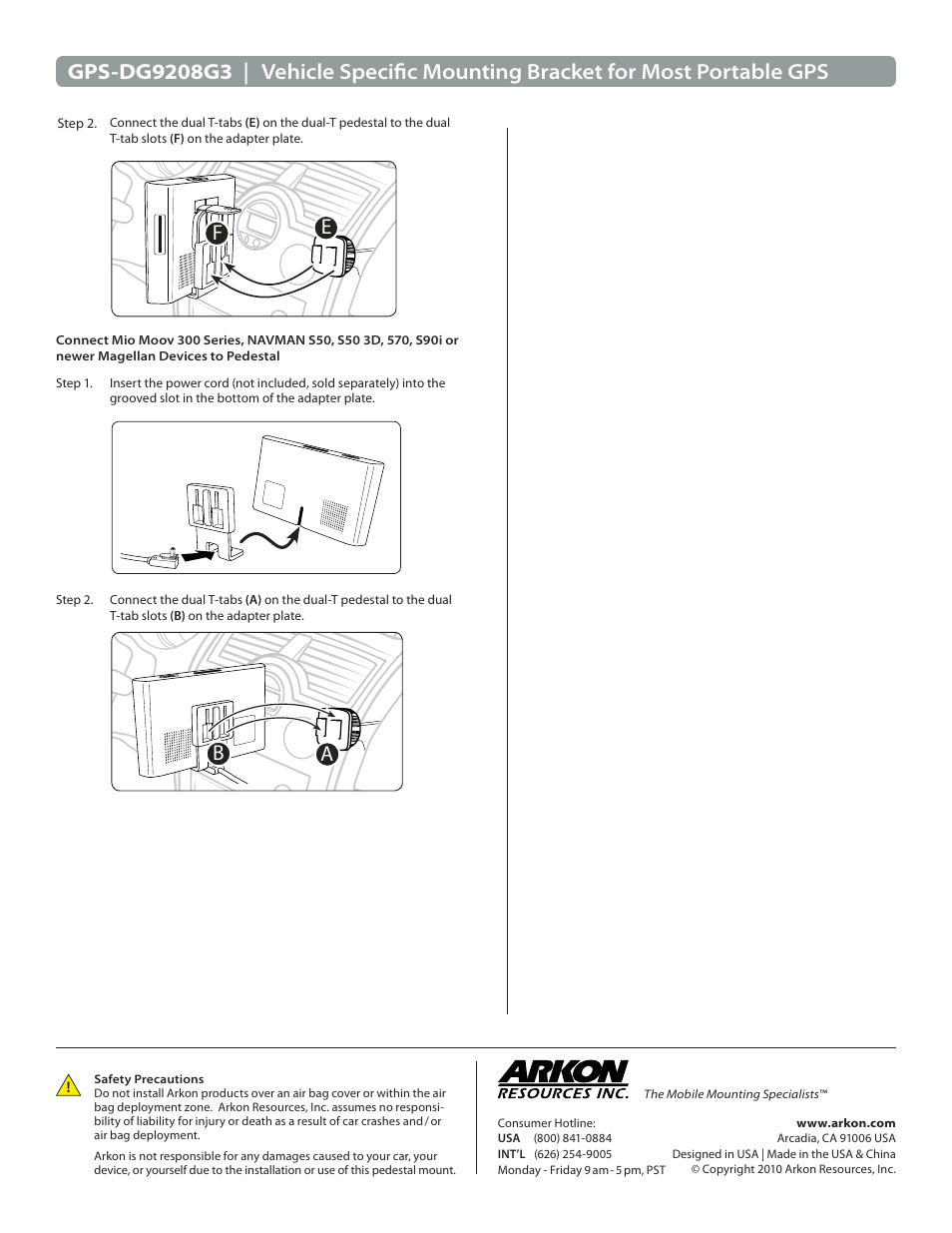 Be f | Arkon GPS-DG9208G3 User Manual | Page 3 / 4