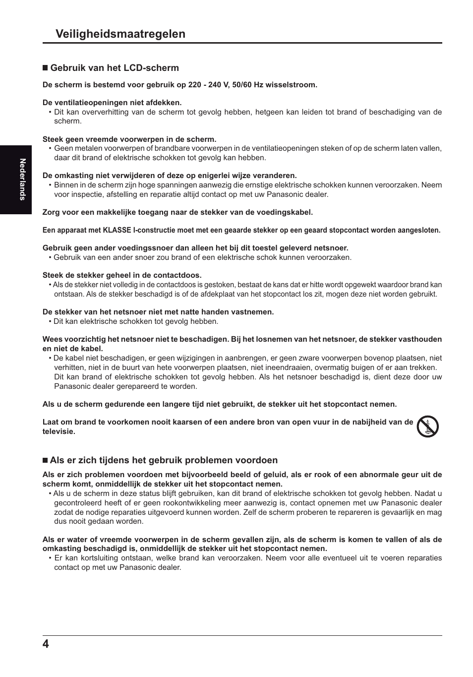 Veiligheidsmaatregelen | Panasonic TH70LF50ER User Manual | Page 18 / 56