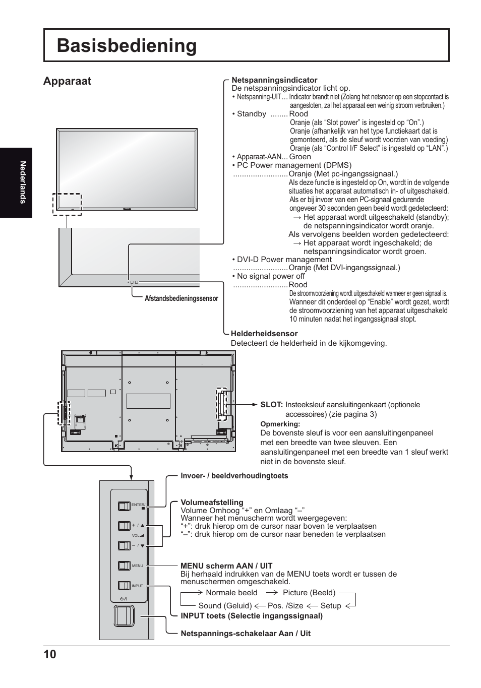 Basisbediening, Apparaat | Panasonic TH70LF50ER User Manual | Page 24 / 56