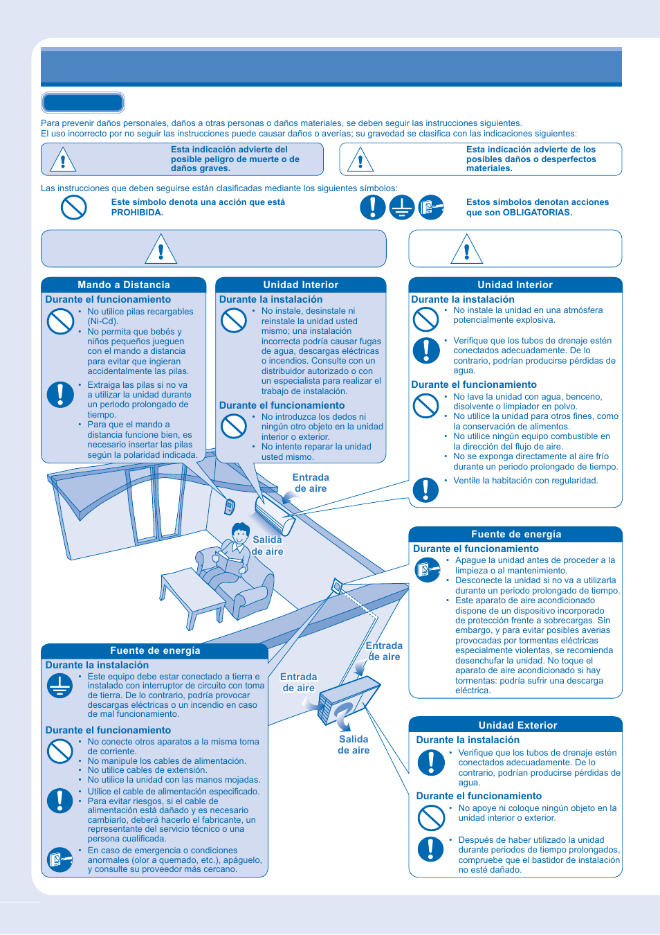 Precauciones de seguridad, Advertencia precaución, Advertencia | Precaución | Panasonic CSE9GKEW User Manual | Page 2 / 8