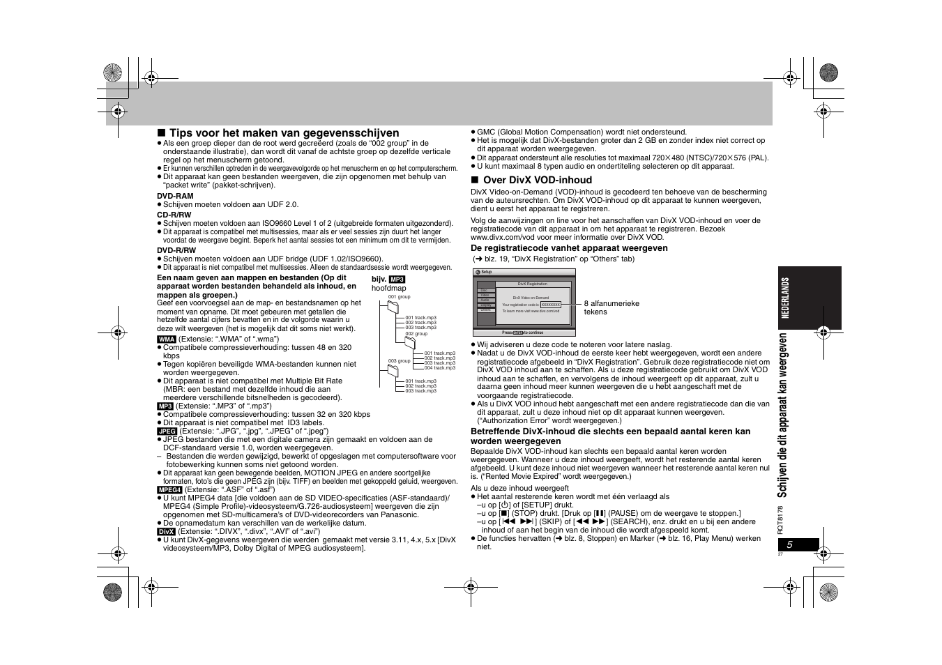 Tips voor het maken van gegevensschijven | Panasonic DVDS295EG User Manual | Page 27 / 72