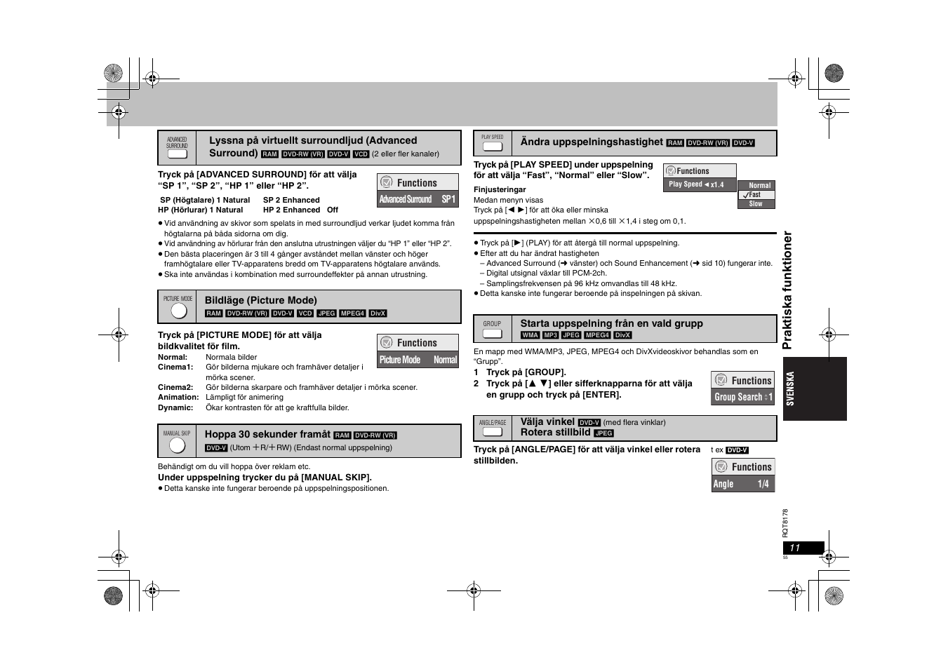 Pr akti ska funk ti oner | Panasonic DVDS295EG User Manual | Page 55 / 72