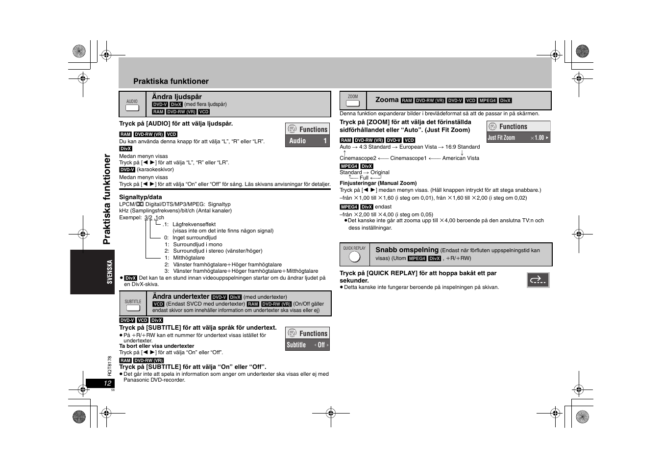 Prak ti sk a f unkt ioner | Panasonic DVDS295EG User Manual | Page 56 / 72