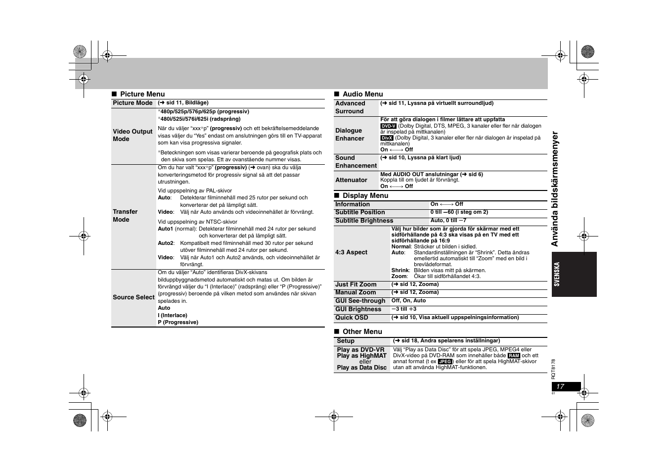 An v ända bil dskär m s men y er | Panasonic DVDS295EG User Manual | Page 61 / 72