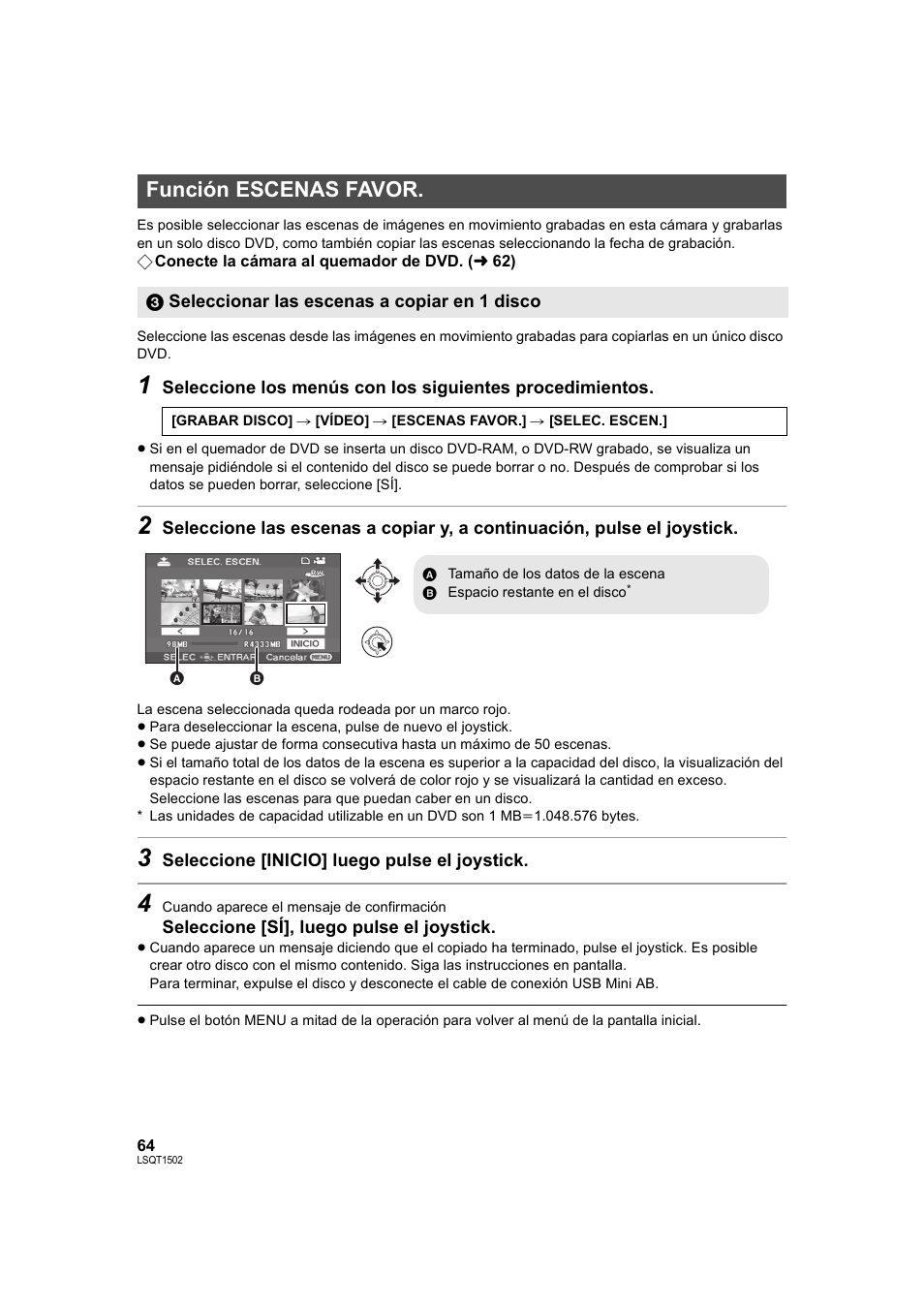 Función escenas favor | Panasonic SDRS26 User Manual | Page 64 / 102