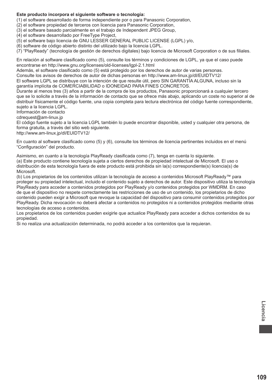 Panasonic TXP42ST50E User Manual | Page 109 / 112
