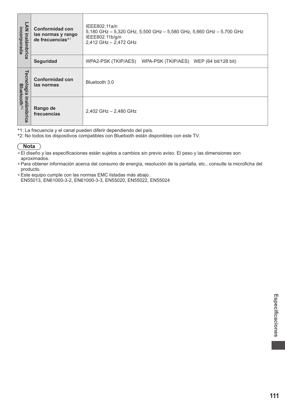 Panasonic TXP42ST50E User Manual | Page 111 / 112