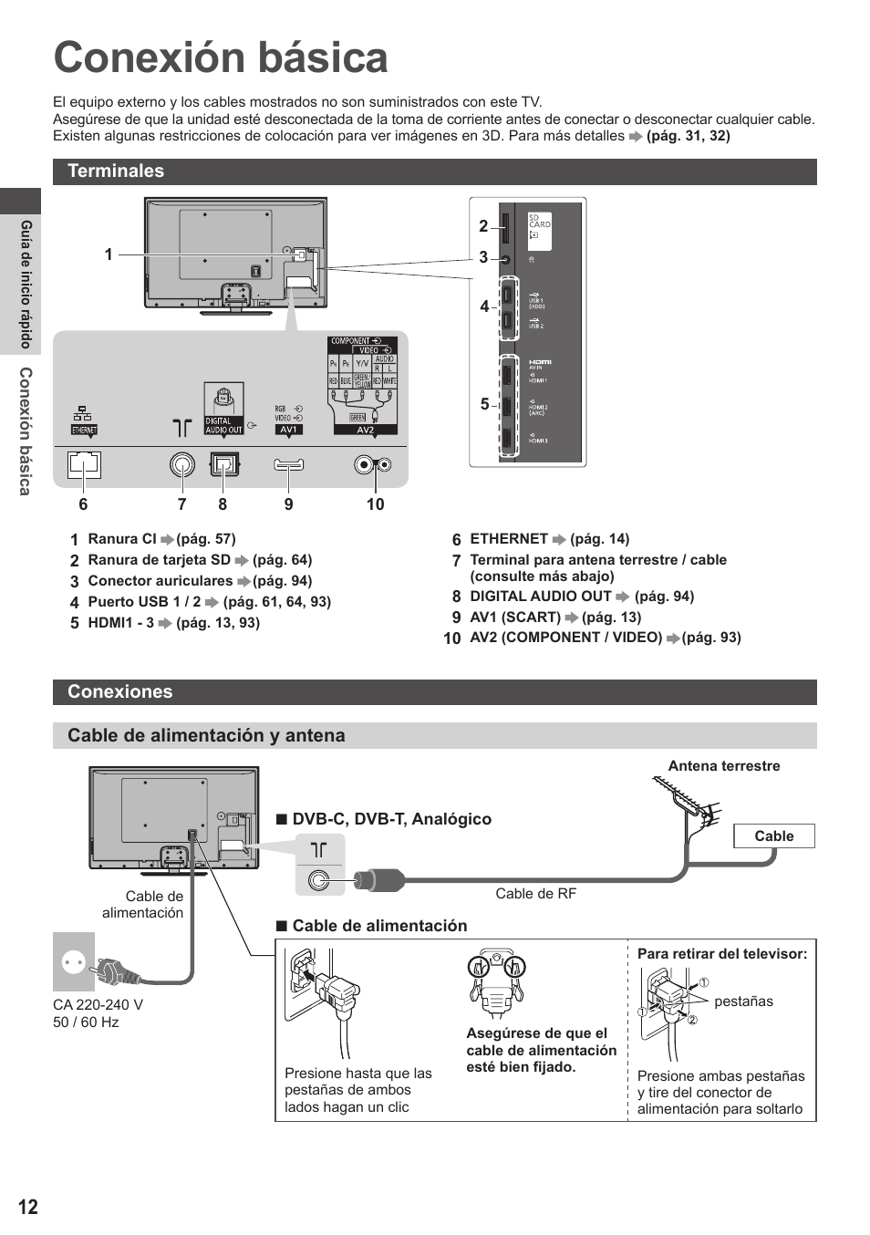 Conexión básica | Panasonic TXP42ST50E User Manual | Page 12 / 112