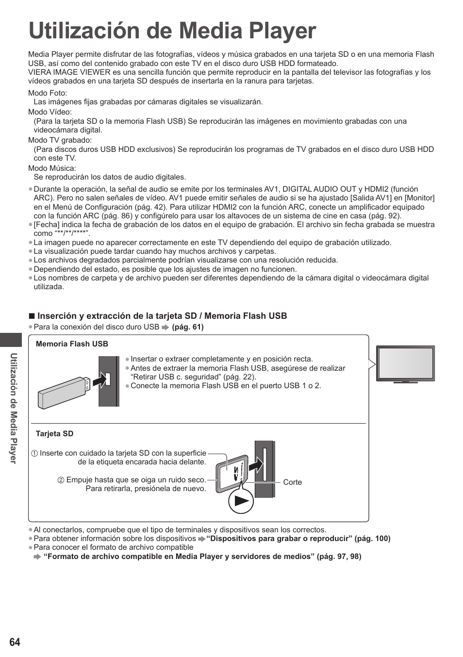 Utilización de media player | Panasonic TXP42ST50E User Manual | Page 64 / 112