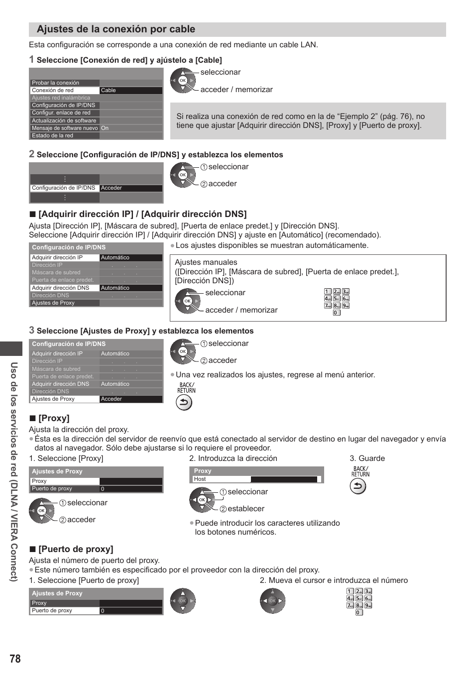 Ajustes de la conexión por cable | Panasonic TXP42ST50E User Manual | Page 78 / 112
