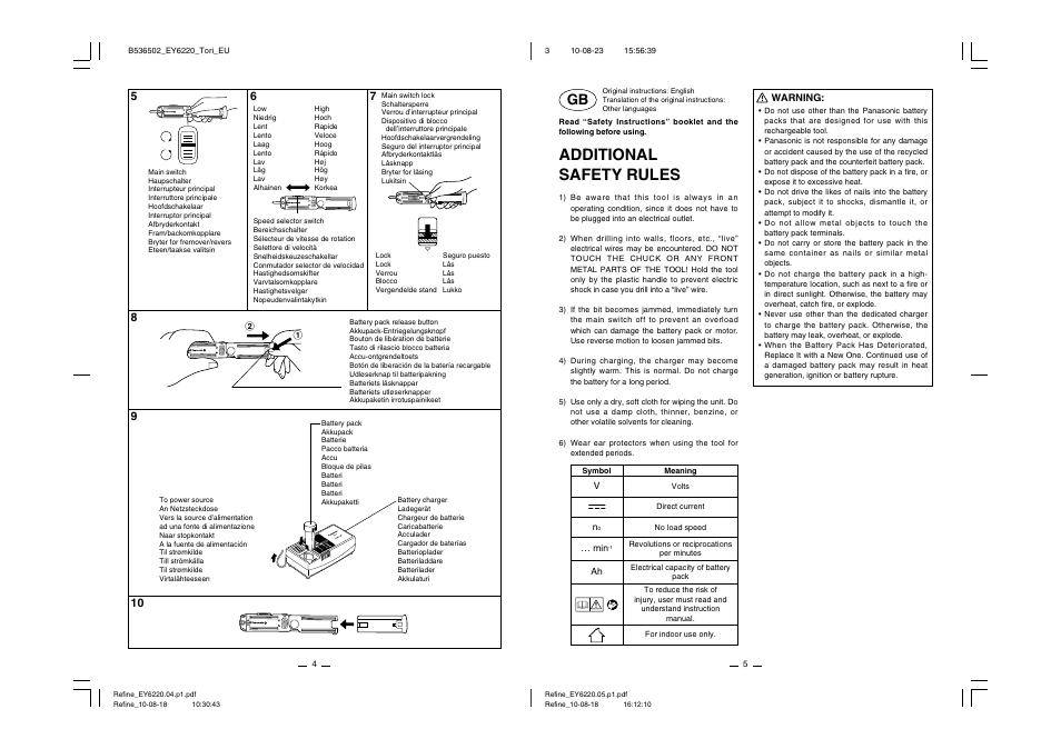 Lock, Additional safety rules | Panasonic EY6220 User Manual | Page 3 / 34