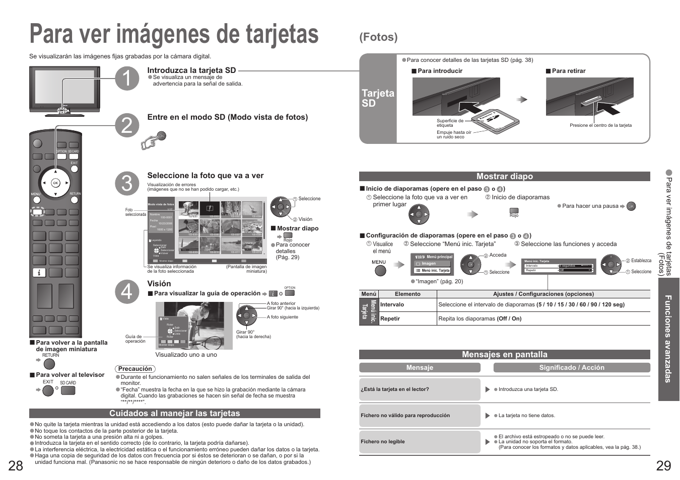 Para ver imágenes de tarjetas, Fotos), Tarjeta sd | Panasonic TX32LX700F User Manual | Page 15 / 22
