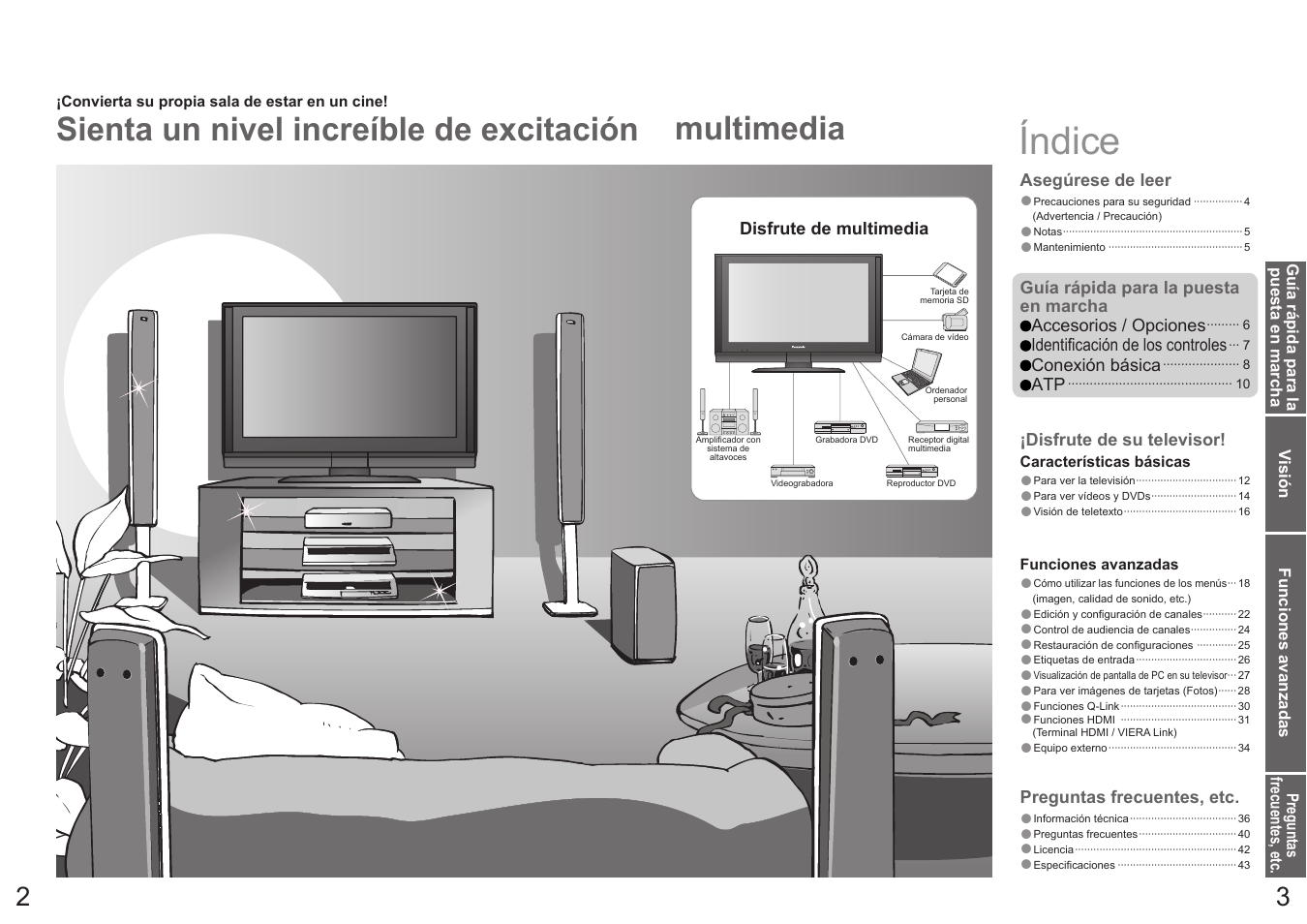 Índice, Sienta un nivel increíble de excitación multimedia | Panasonic TX32LX700F User Manual | Page 2 / 22
