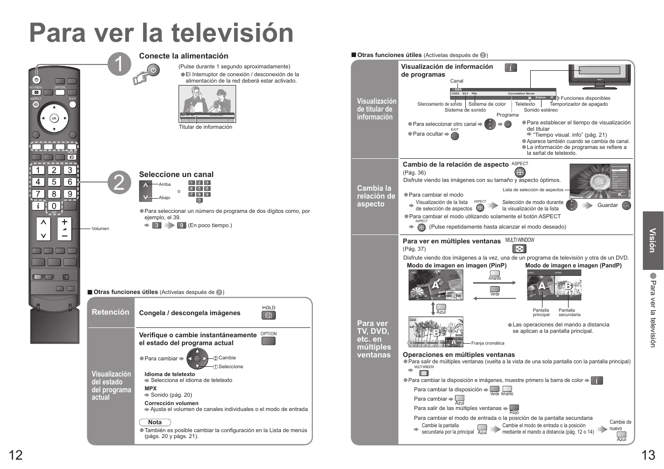 Para ver la televisión, Ch05 sc1 pal corontation street | Panasonic TX32LX700F User Manual | Page 7 / 22