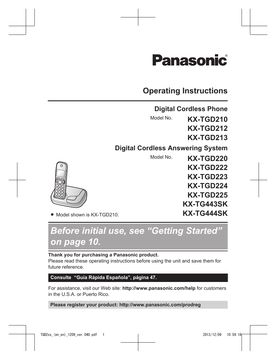 Panasonic KXTGD224 User Manual | 56 pages