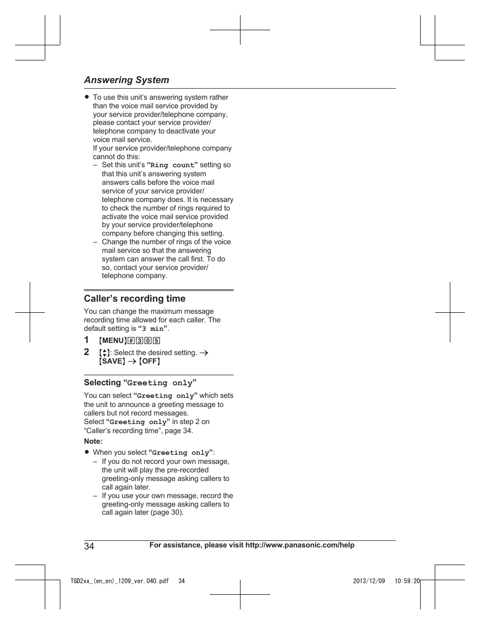 Panasonic KXTGD224 User Manual | Page 34 / 56