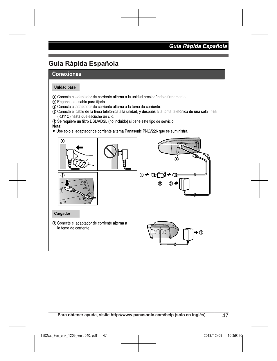 Guía rápida española | Panasonic KXTGD224 User Manual | Page 47 / 56