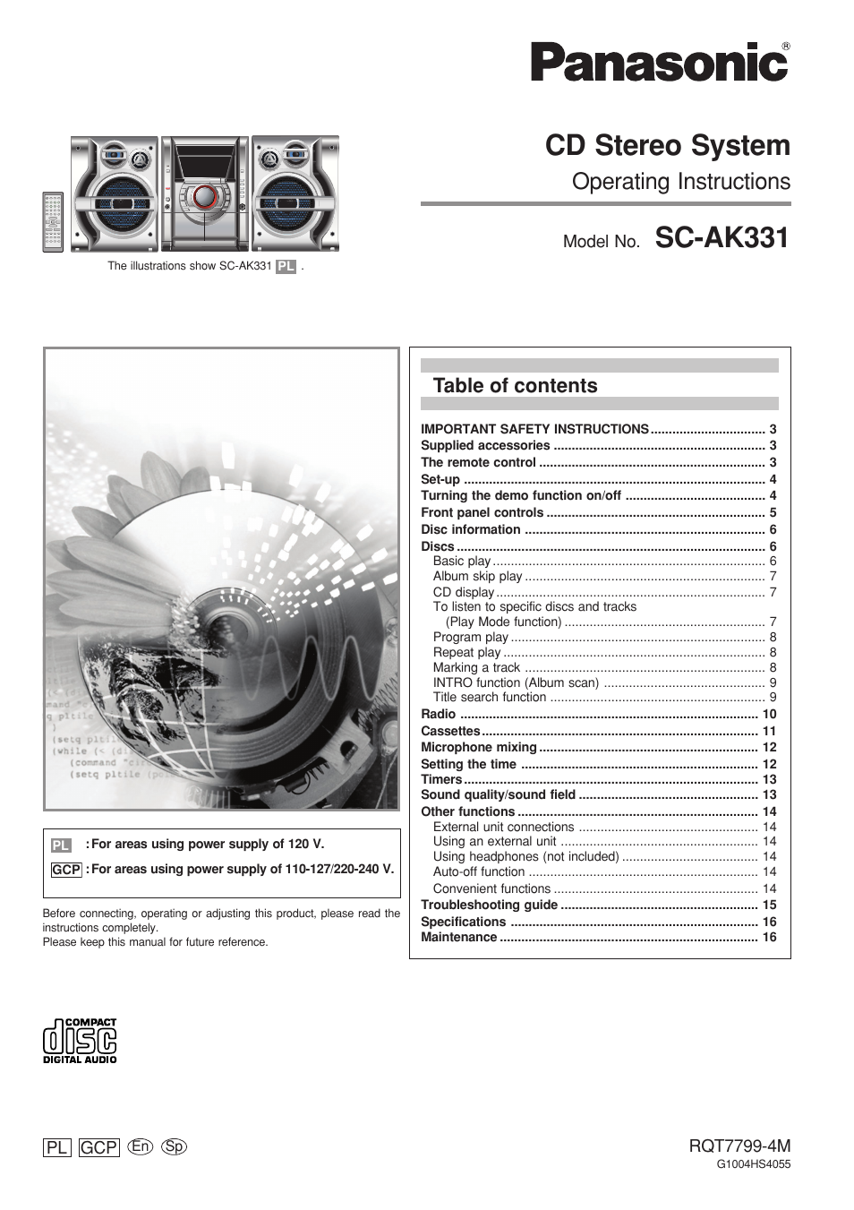 Panasonic SCAK331 User Manual | Page 17 / 32