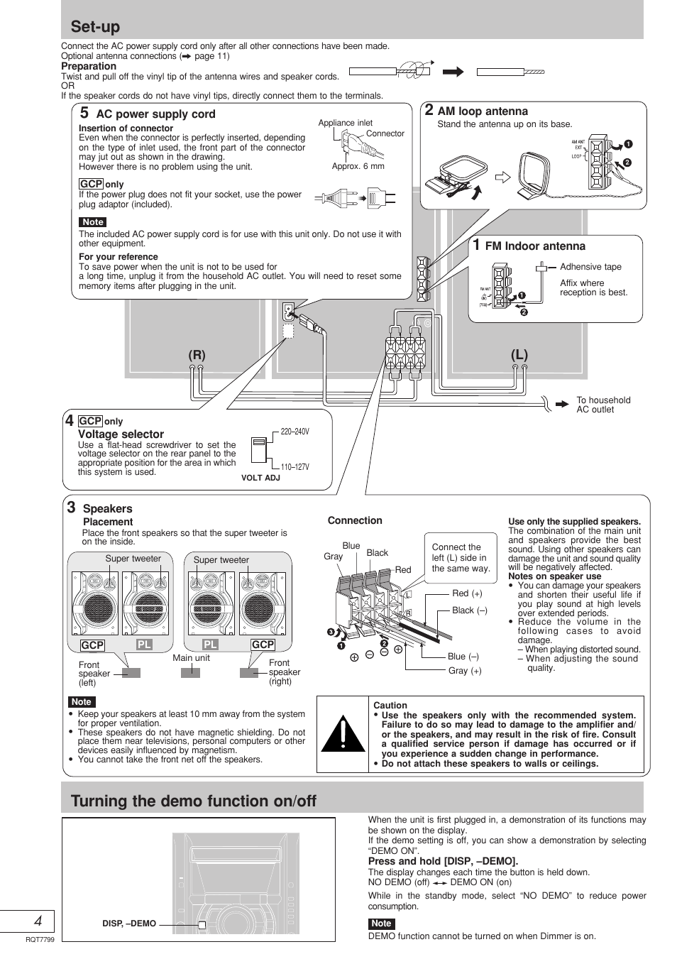 Set-up 5, Turning the demo function on/off | Panasonic SCAK331 User Manual | Page 20 / 32