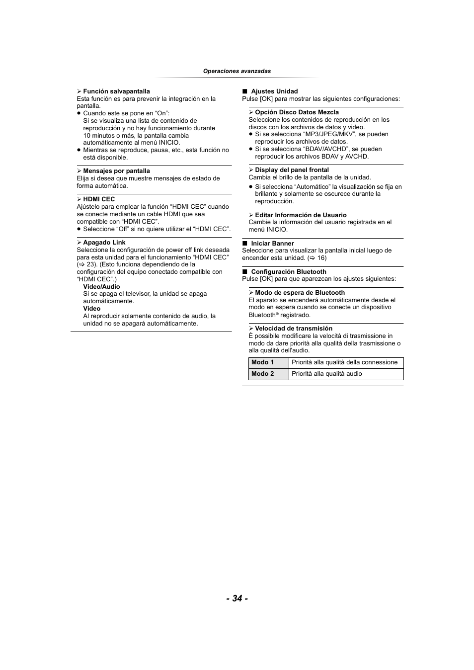Vchd). (> 34), Spera de bluetooth” (> 34) | Panasonic SCBTT865EG User Manual | Page 34 / 48