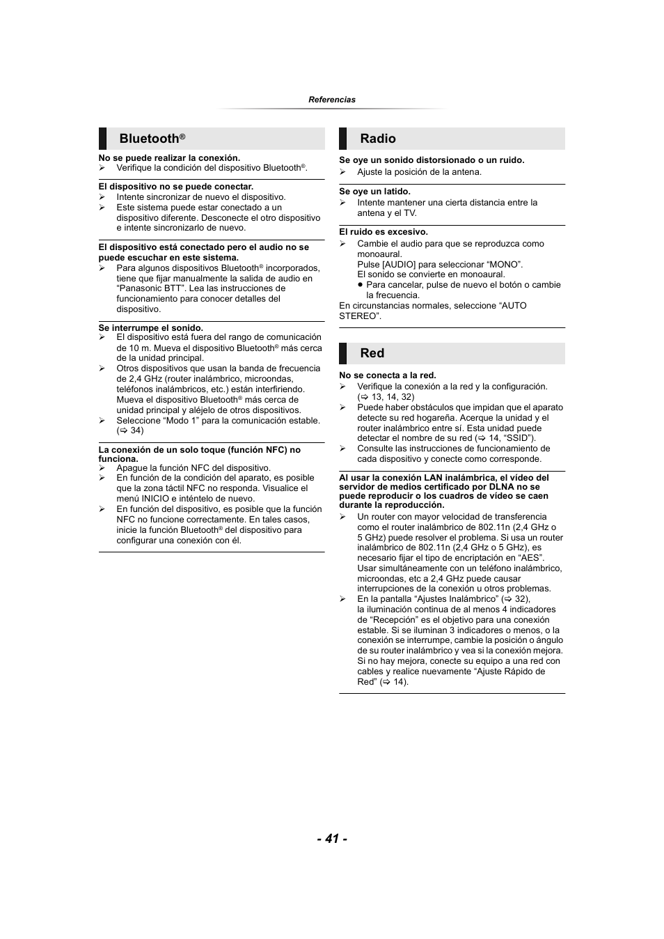 Bluetooth, Radio red | Panasonic SCBTT865EG User Manual | Page 41 / 48