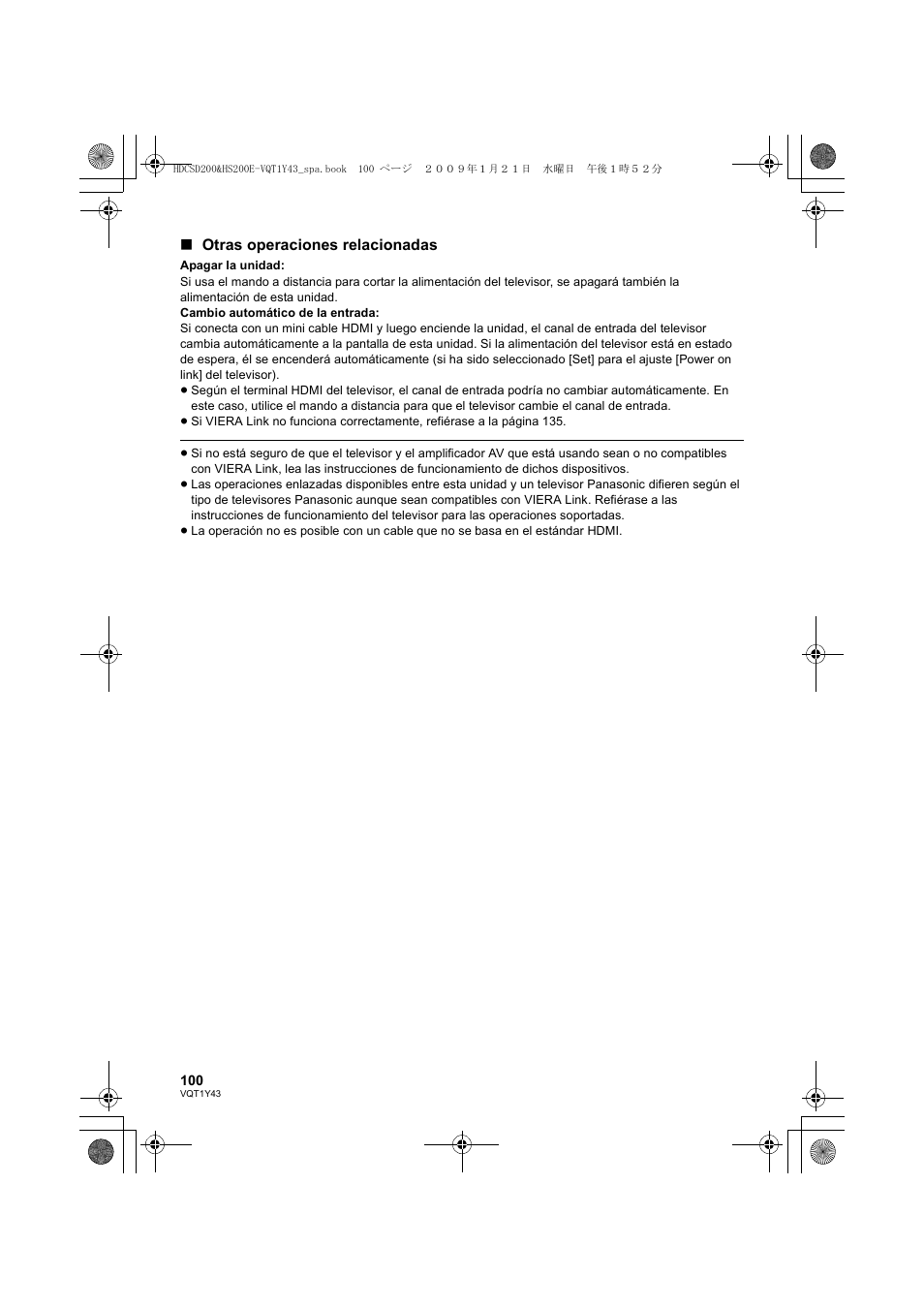 Otras operaciones relacionadas | Panasonic HDCHS200 User Manual | Page 100 / 144