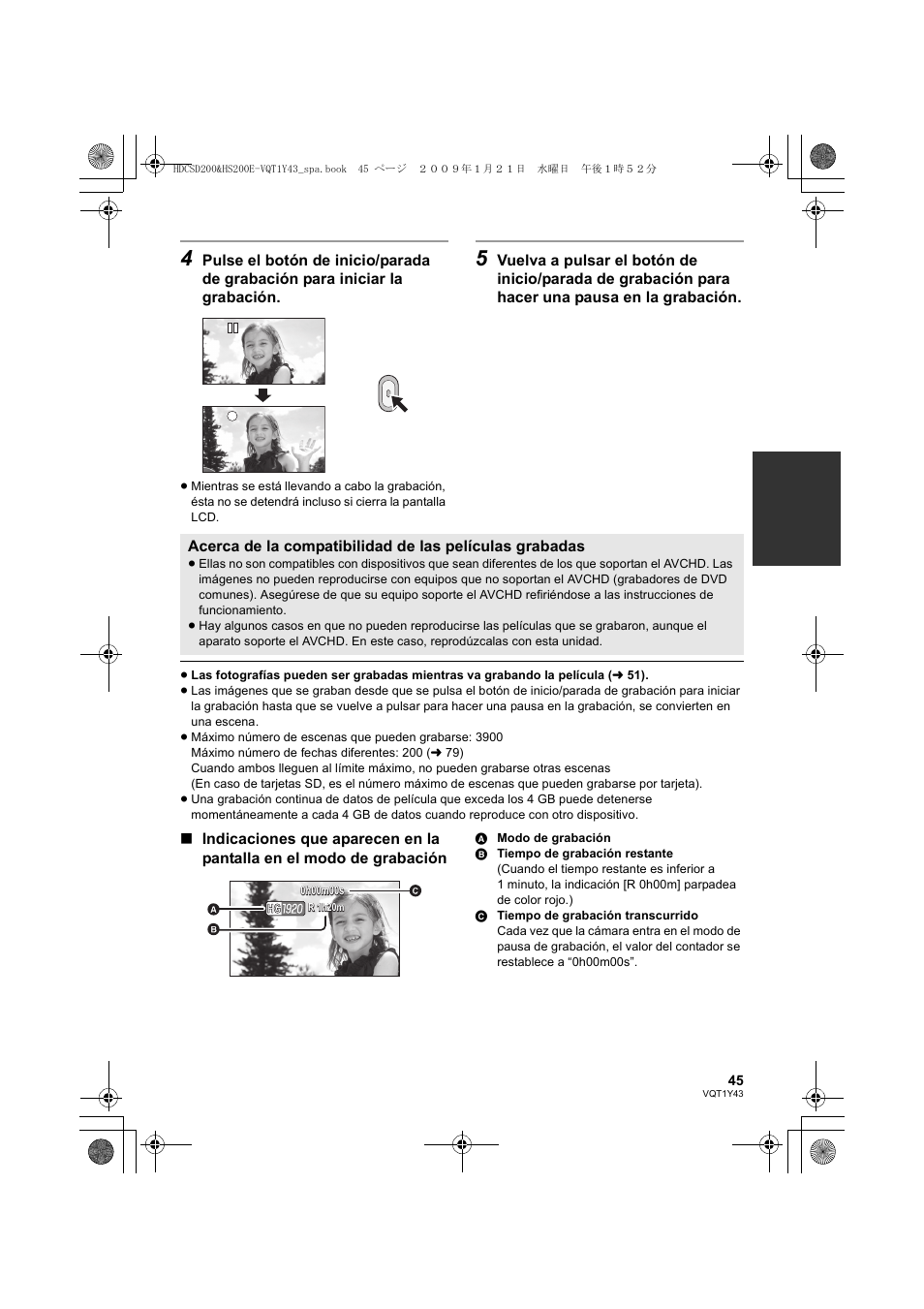 Panasonic HDCHS200 User Manual | Page 45 / 144
