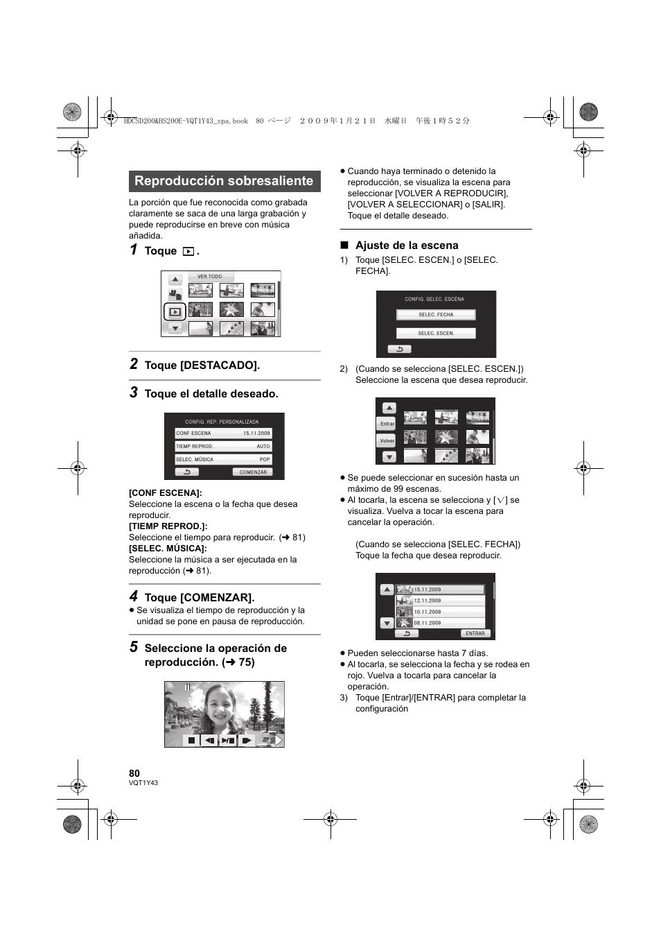 Reproducción sobresaliente | Panasonic HDCHS200 User Manual | Page 80 / 144