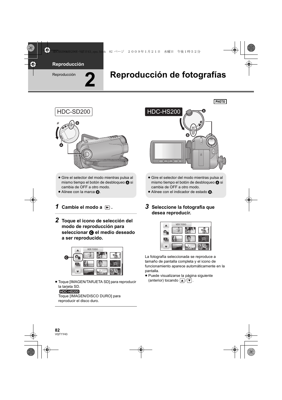 Reproducción de fotografías, Hdc-sd200, Hdc-hs200 | Panasonic HDCHS200 User Manual | Page 82 / 144