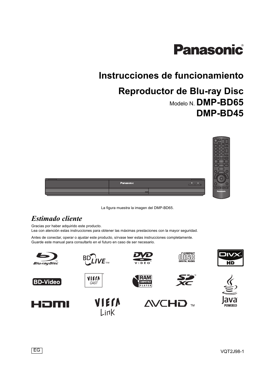 Panasonic DMPBD45EG User Manual | 40 pages