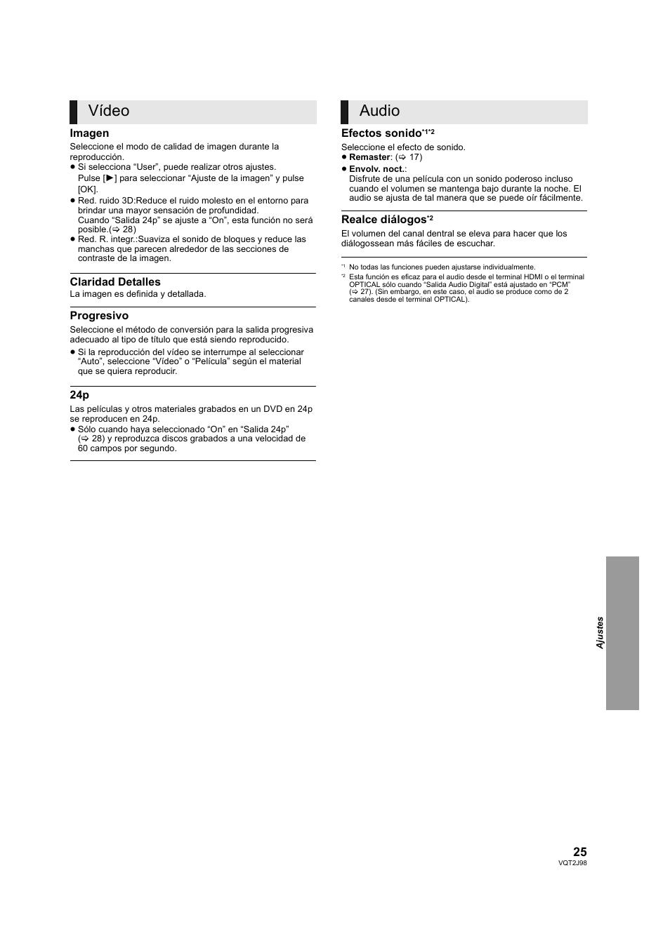 Vídeo audio | Panasonic DMPBD45EG User Manual | Page 25 / 40