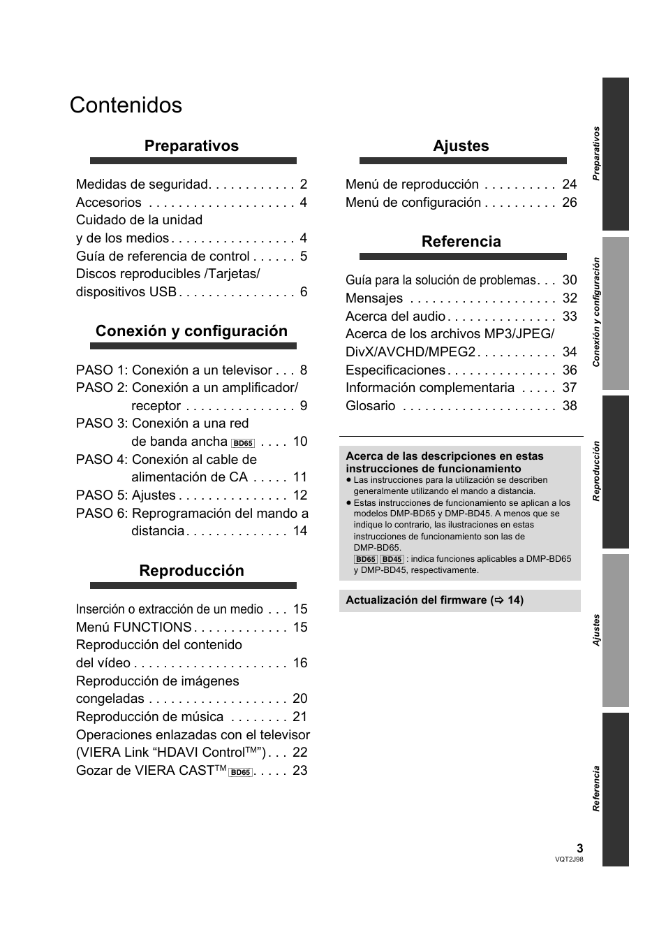 Panasonic DMPBD45EG User Manual | Page 3 / 40