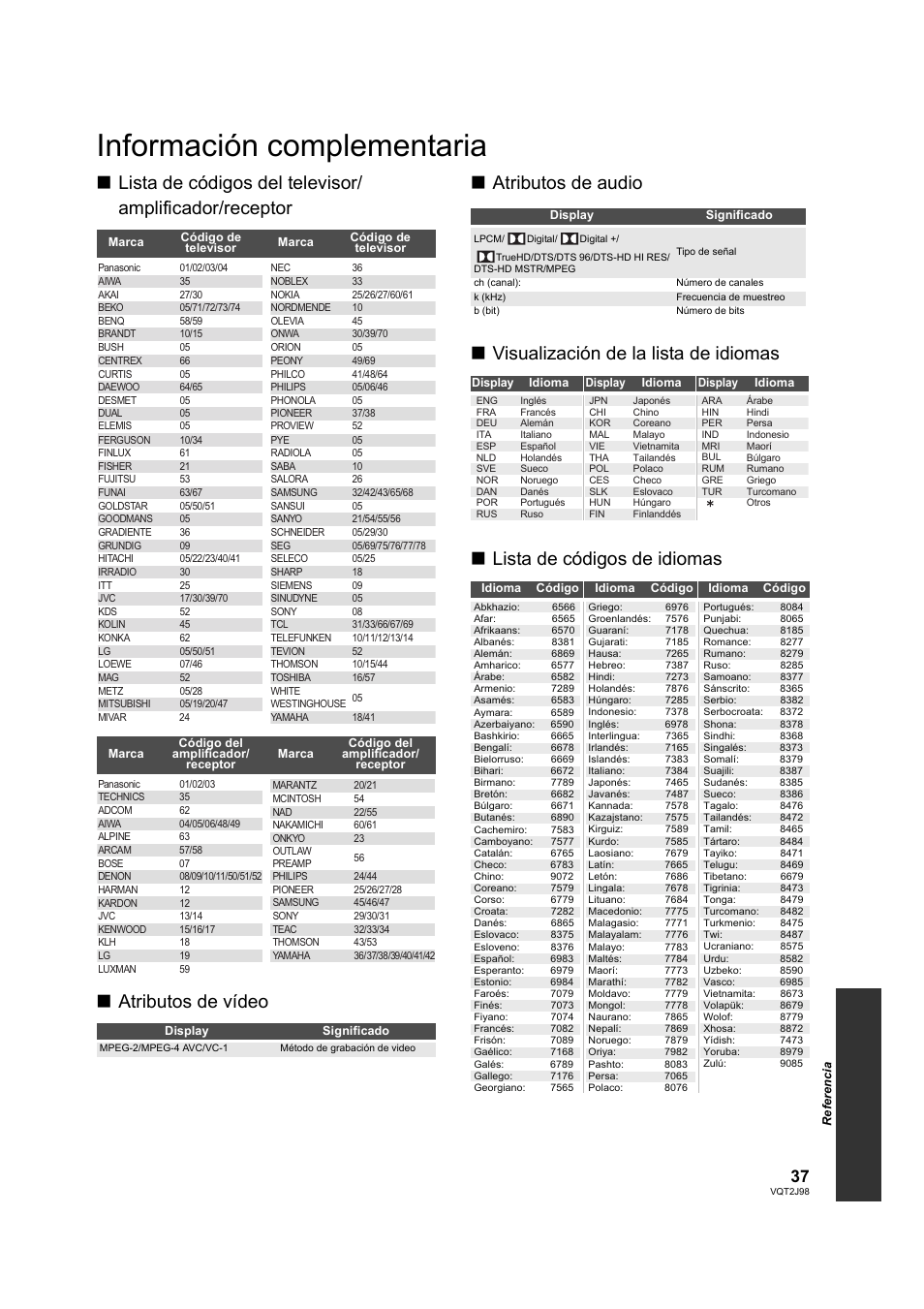 Información complementaria, 37) c, Un código (> 37) con los bot | Panasonic DMPBD45EG User Manual | Page 37 / 40