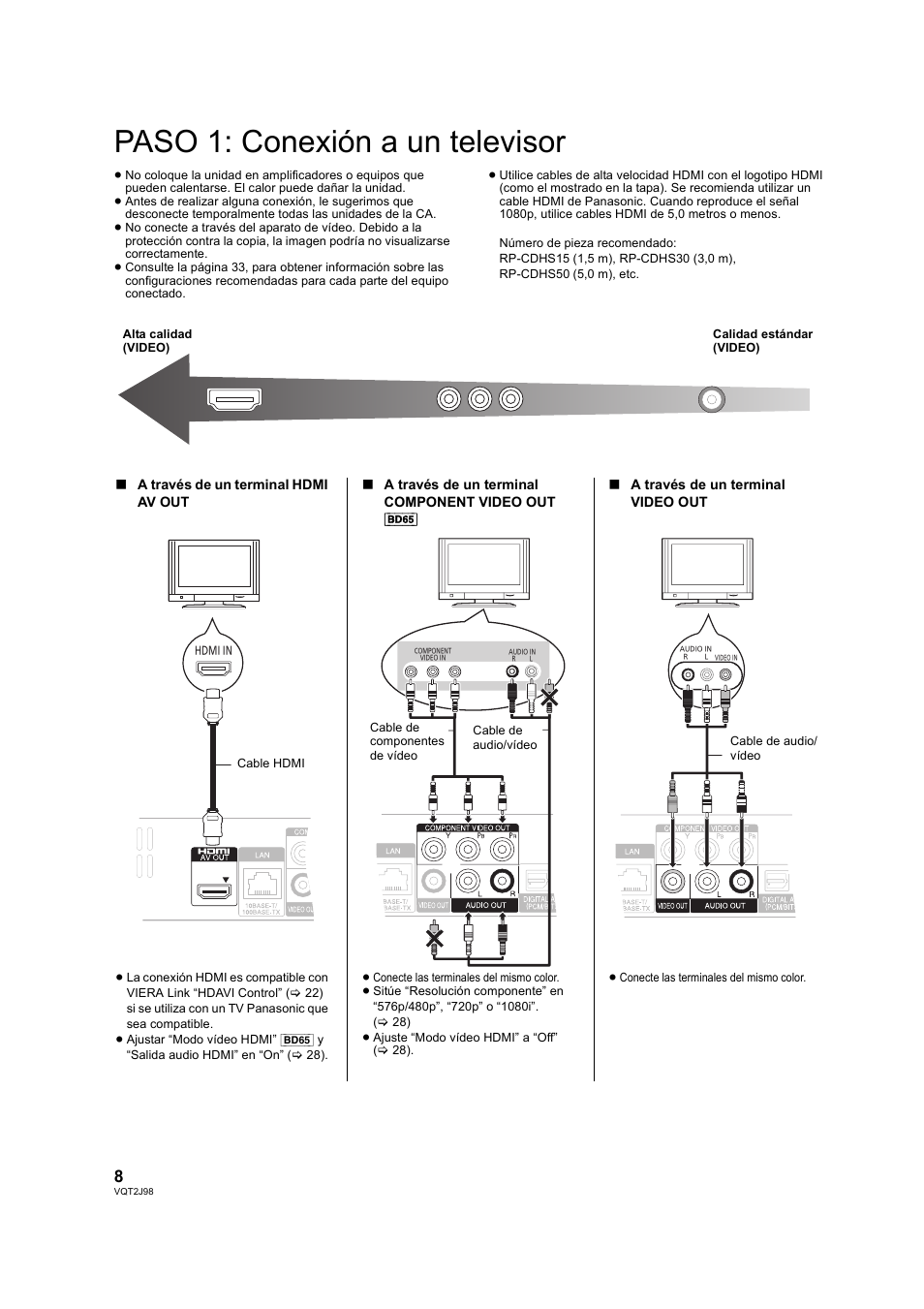 Conexión y configuración, Paso 1: conexión a un televisor, Igur | Panasonic DMPBD45EG User Manual | Page 8 / 40