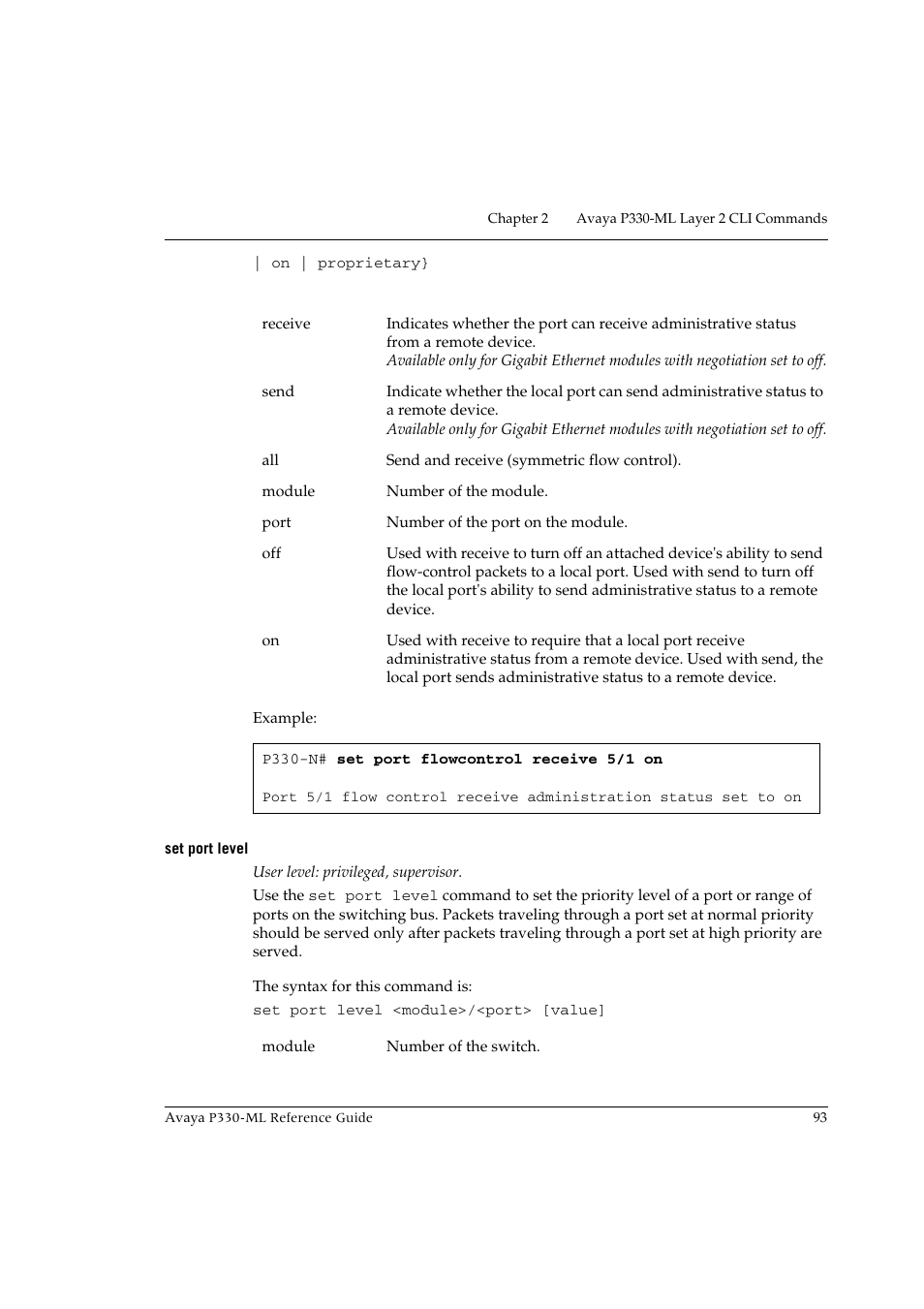 Set port level | Avaya P330-ML-ML User Manual | Page 107 / 320