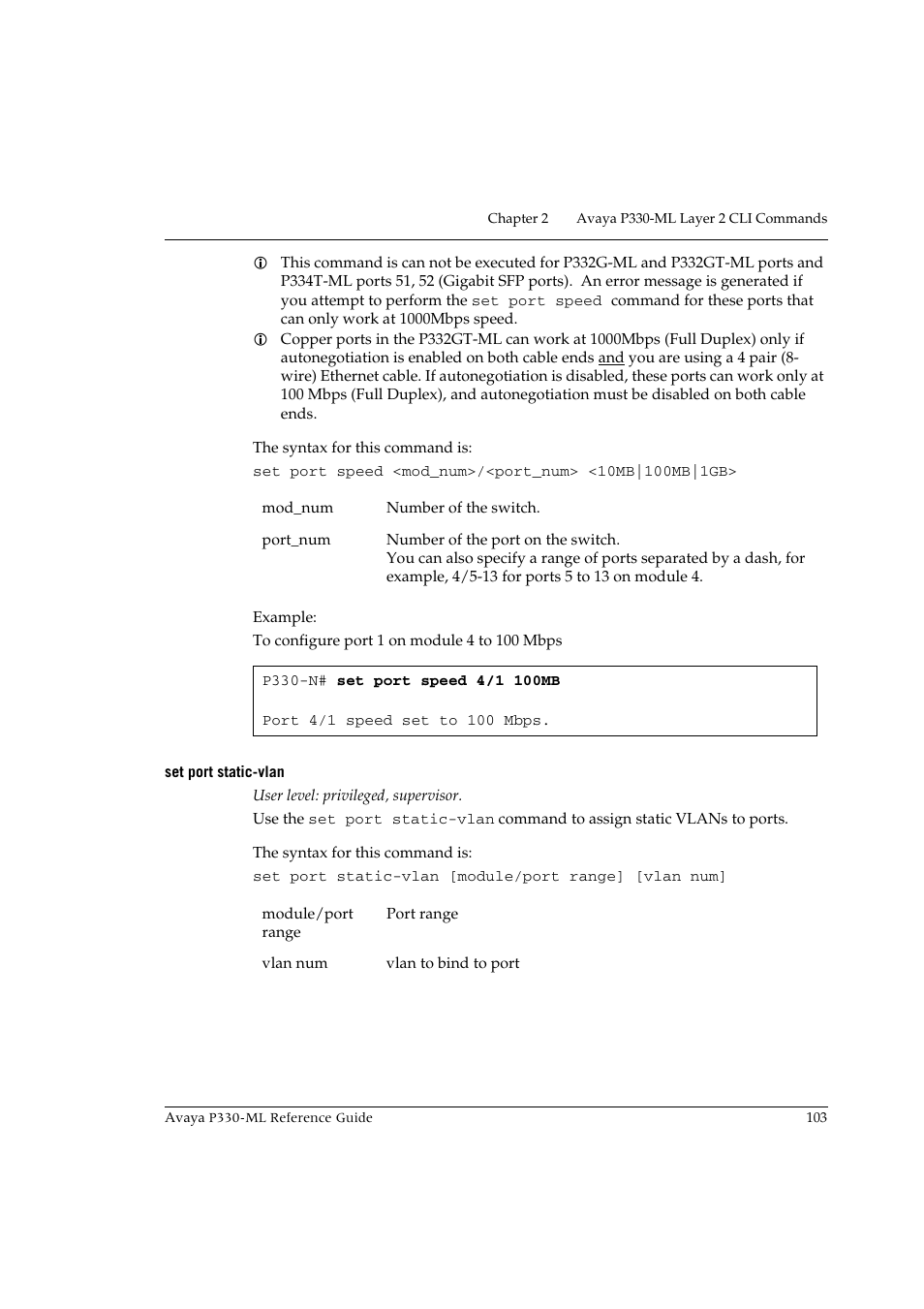 Set port static-vlan | Avaya P330-ML-ML User Manual | Page 117 / 320