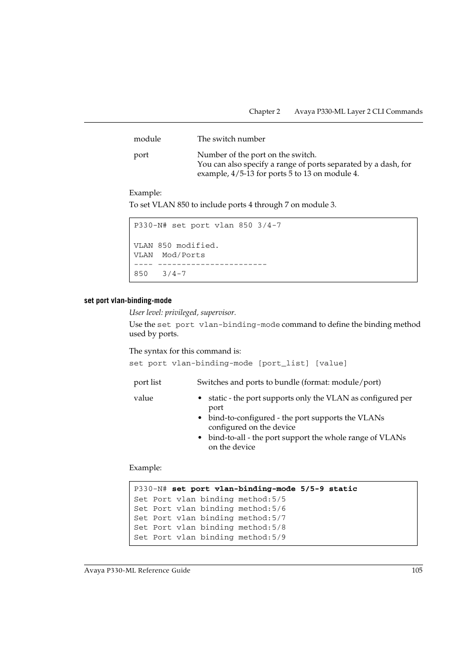 Set port vlan-binding-mode | Avaya P330-ML-ML User Manual | Page 119 / 320