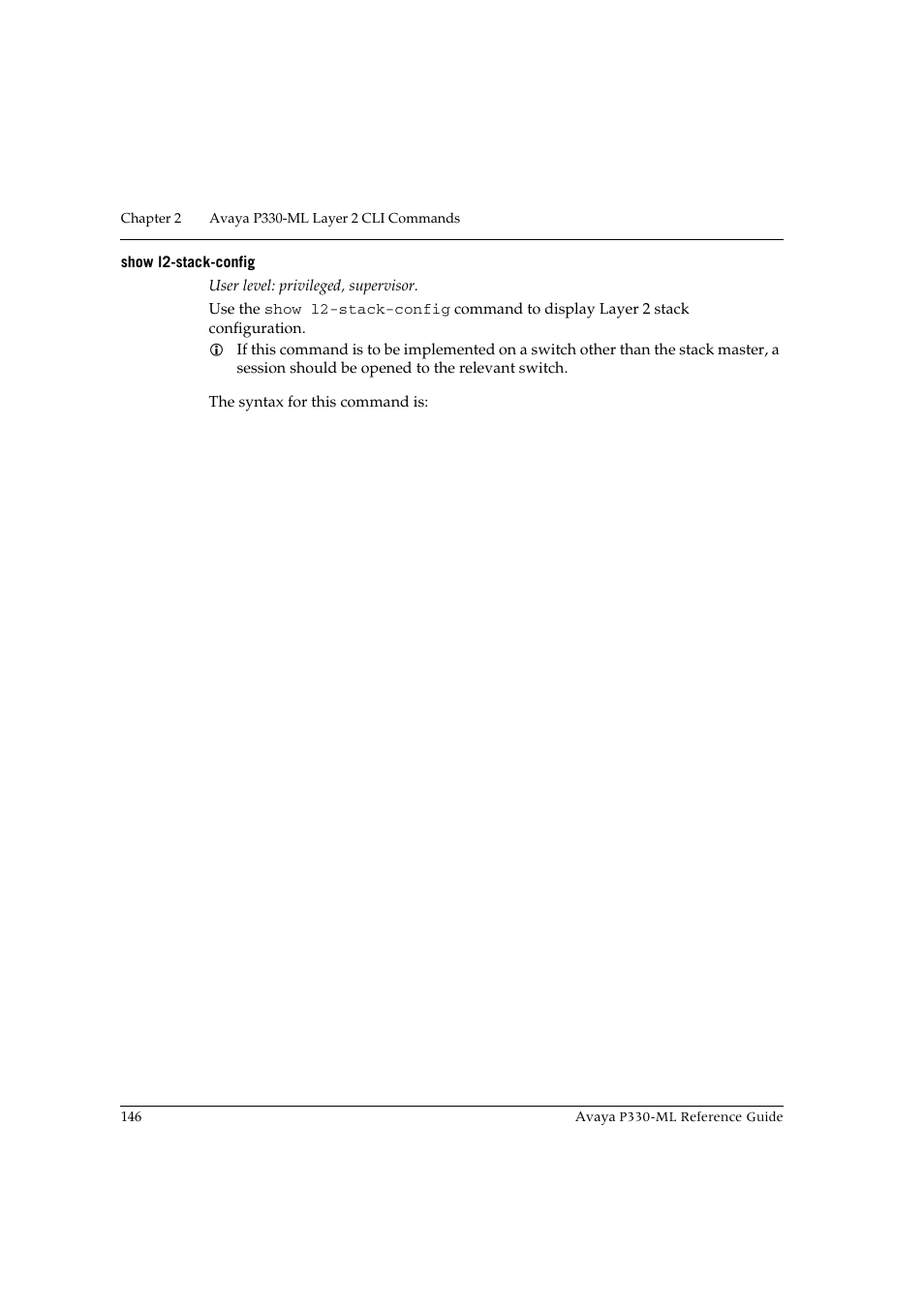 Show l2-stack-config | Avaya P330-ML-ML User Manual | Page 160 / 320