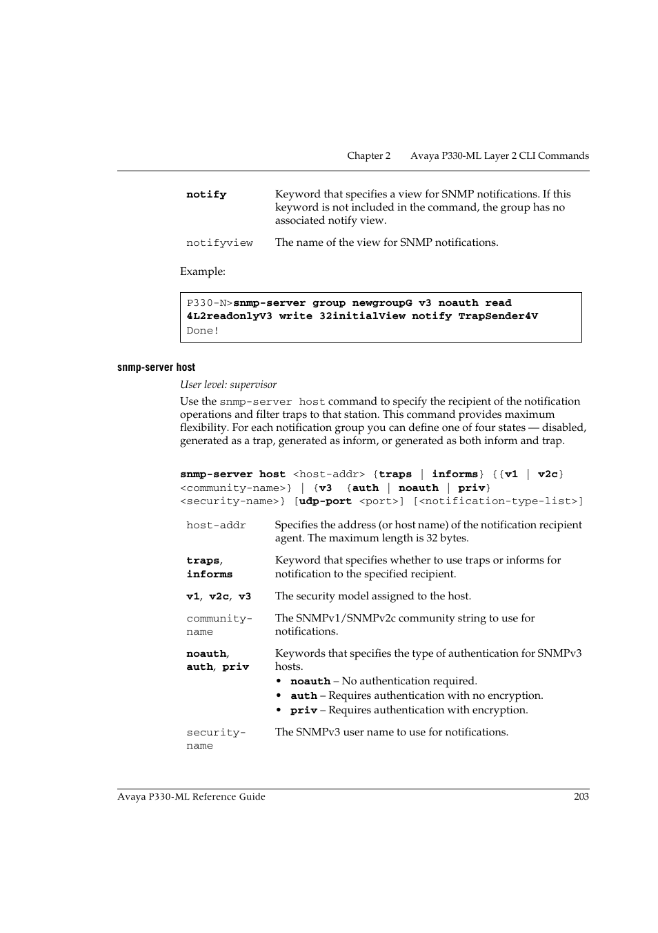 Snmp-server host | Avaya P330-ML-ML User Manual | Page 217 / 320