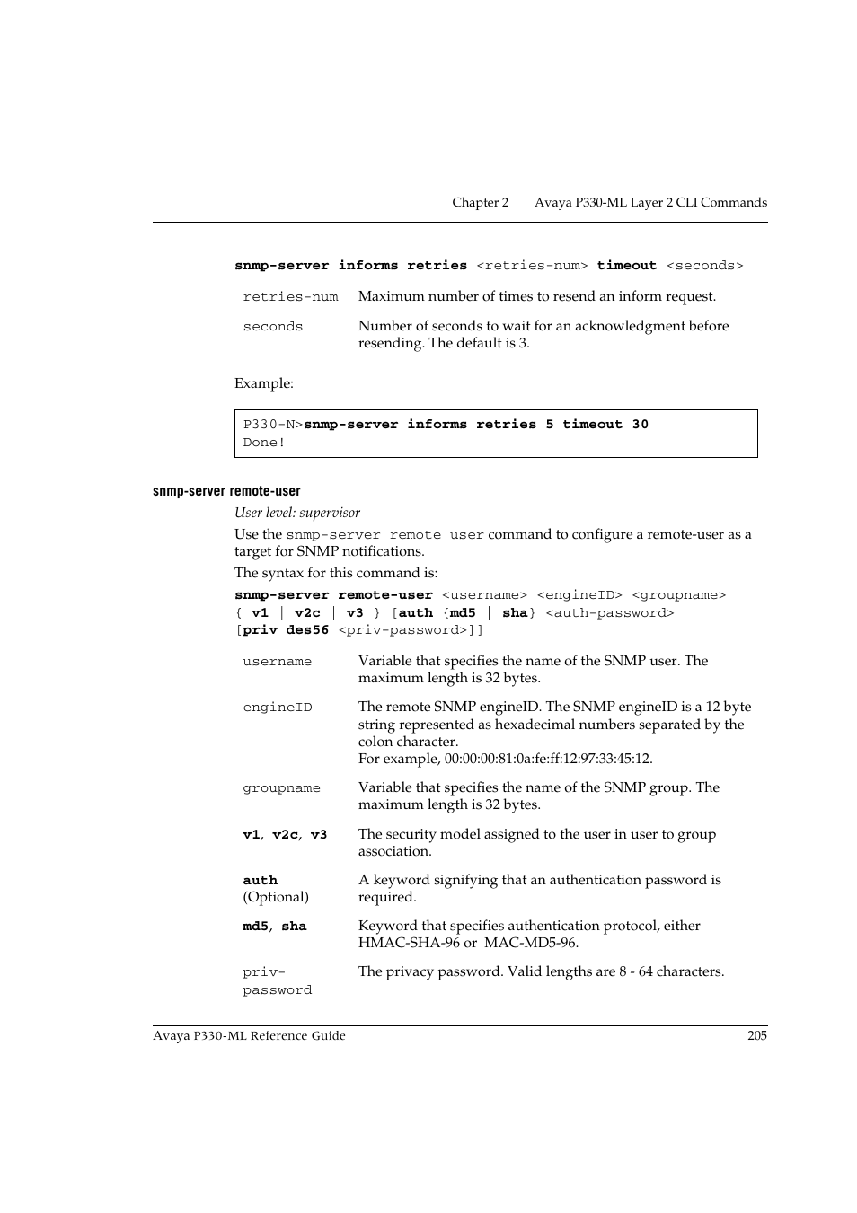 Snmp-server remote-user | Avaya P330-ML-ML User Manual | Page 219 / 320