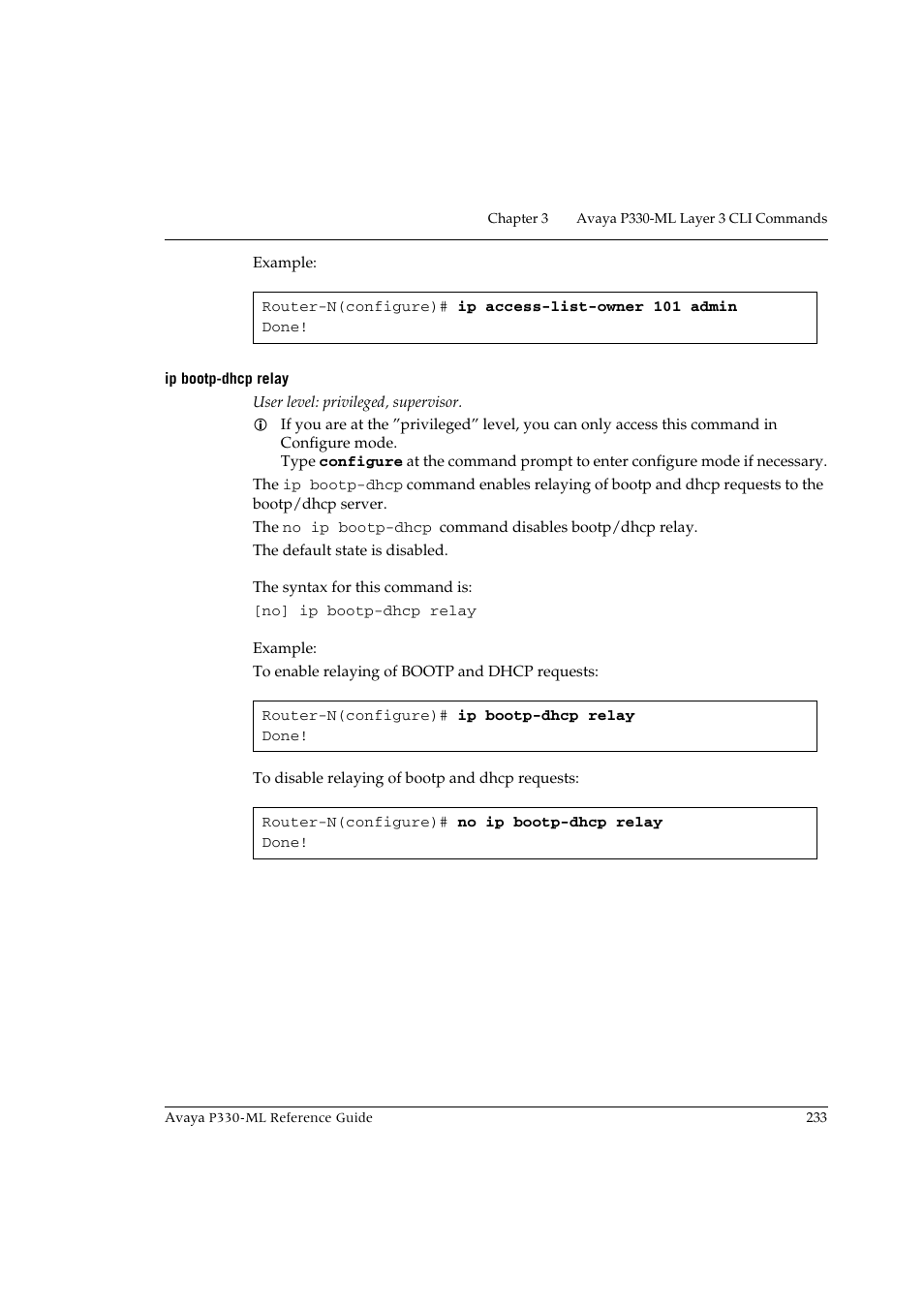 Ip bootp-dhcp relay | Avaya P330-ML-ML User Manual | Page 249 / 320