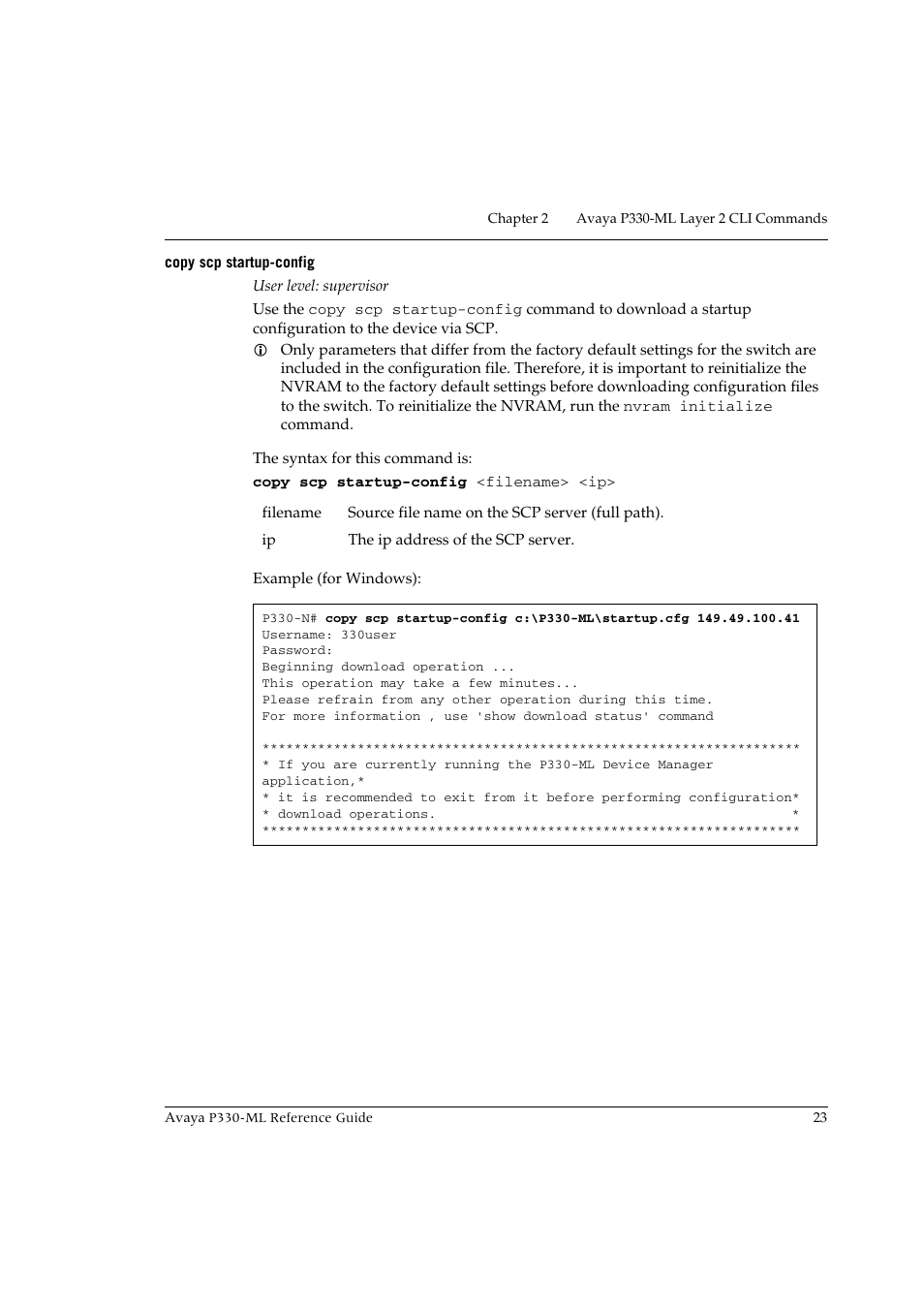 Copy scp startup-config | Avaya P330-ML-ML User Manual | Page 37 / 320