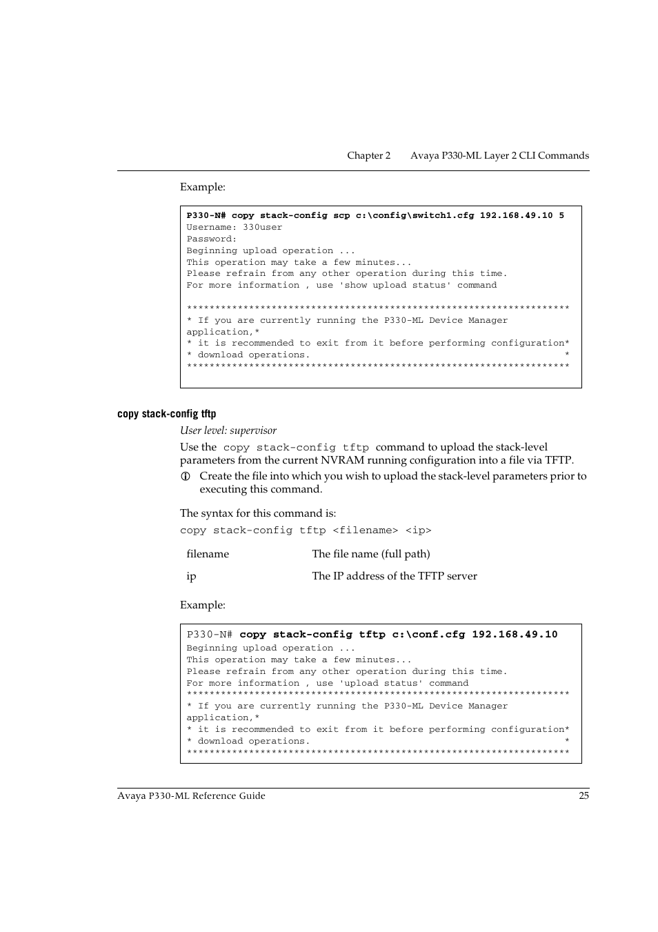 Copy stack-config tftp | Avaya P330-ML-ML User Manual | Page 39 / 320